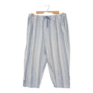 Croft & Barrow Blue Stripe Cotton Capri Pants Elastic Waist Size M